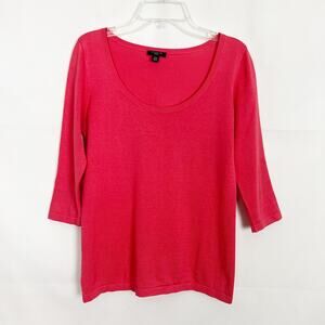 Ann Taylor Silk Cotton Pink Pullover Elbow Sleeve Sweater Size XS Petite